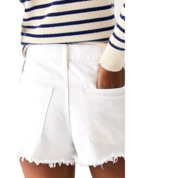J crew raw hem slightly distressed white denim Jean shorts size 31 12 - Picture 10 of 10